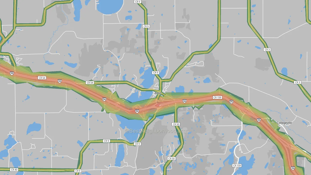 Avon, MN Map of Noise Levels in Avon