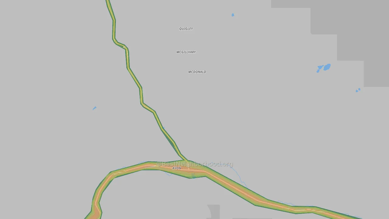 Avon, MT Map of Noise Levels in Avon