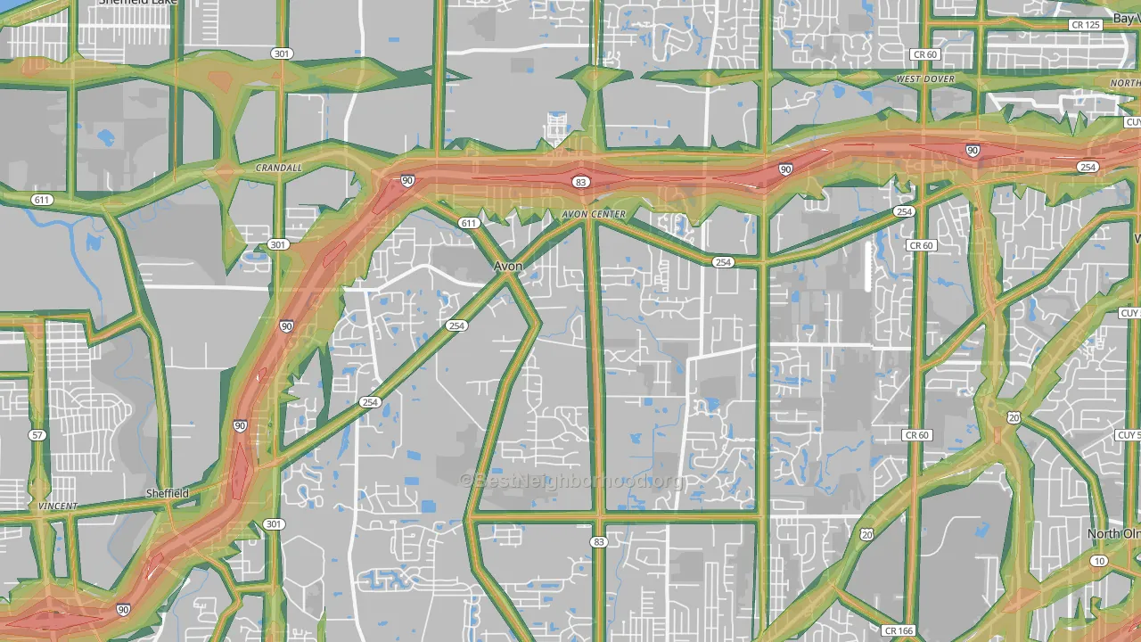 Avon, OH Map of Noise Levels in Avon