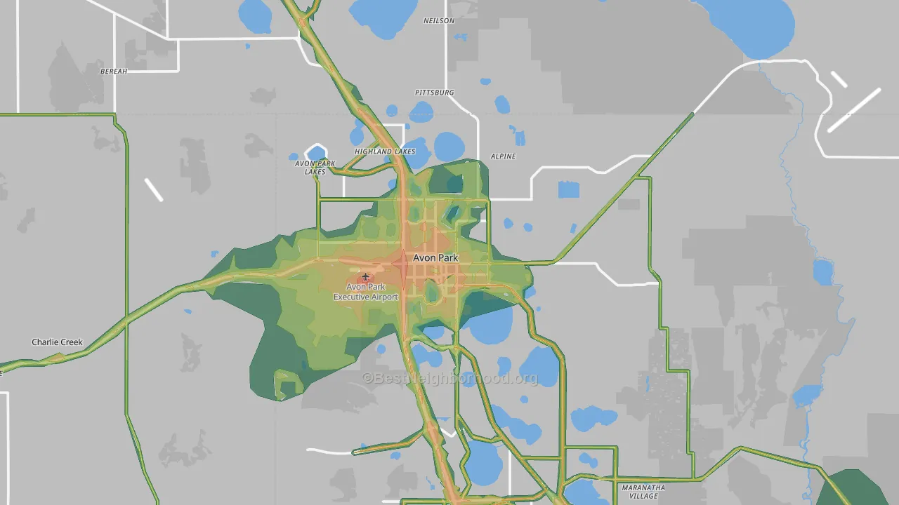 Avon Park, FL Map of Noise Levels in Avon Park