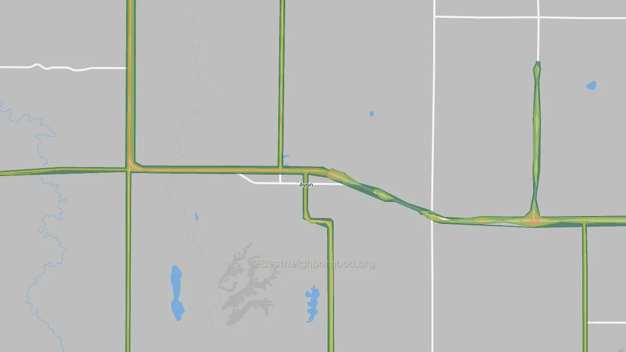 Avon, SD Map of Noise Levels in Avon