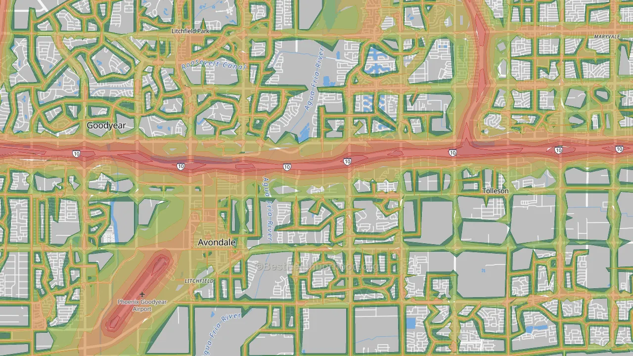 Avondale, AZ Map of Noise Levels in Avondale
