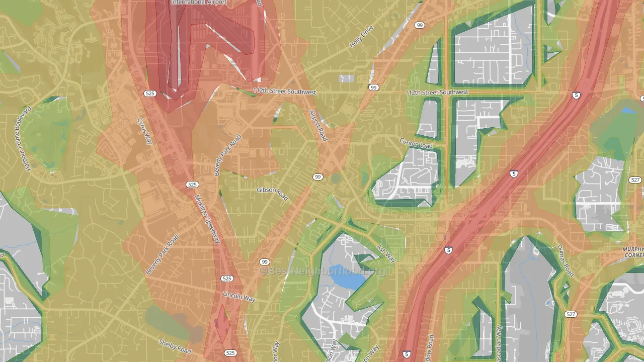 Avondale, Everett, WA Map of Noise Levels in Avondale