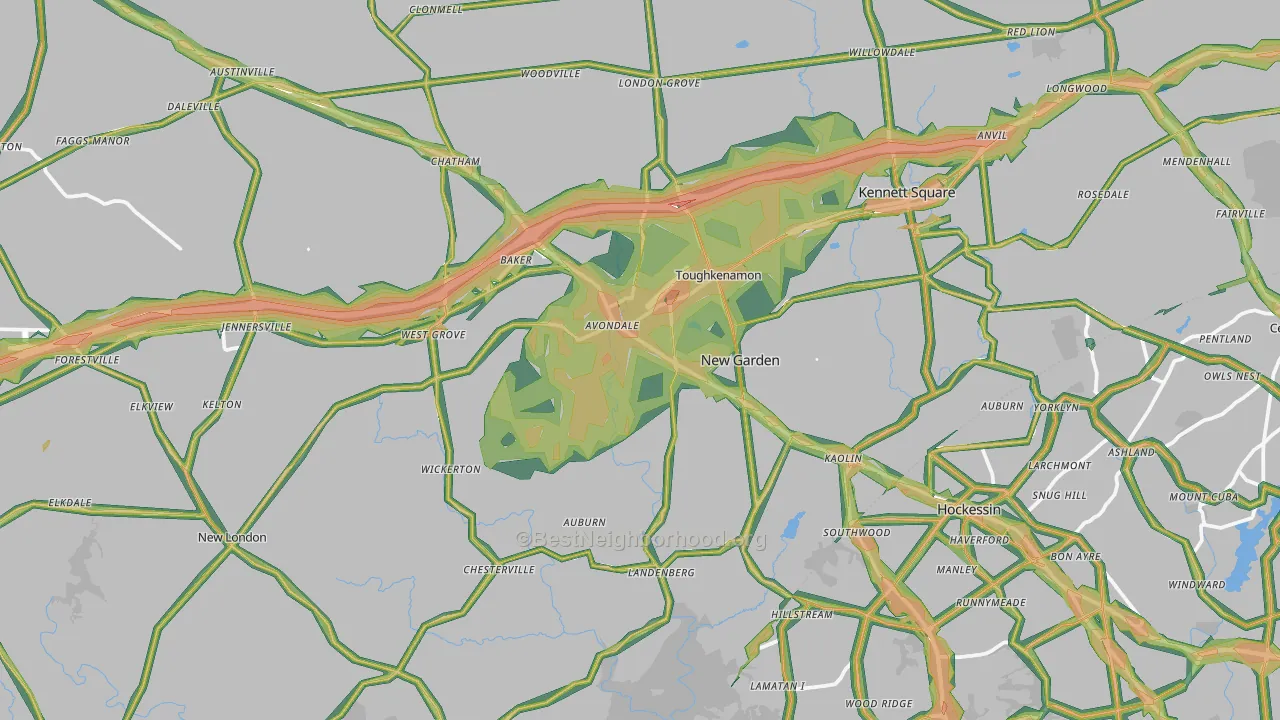 Avondale, PA Map of Noise Levels in Avondale