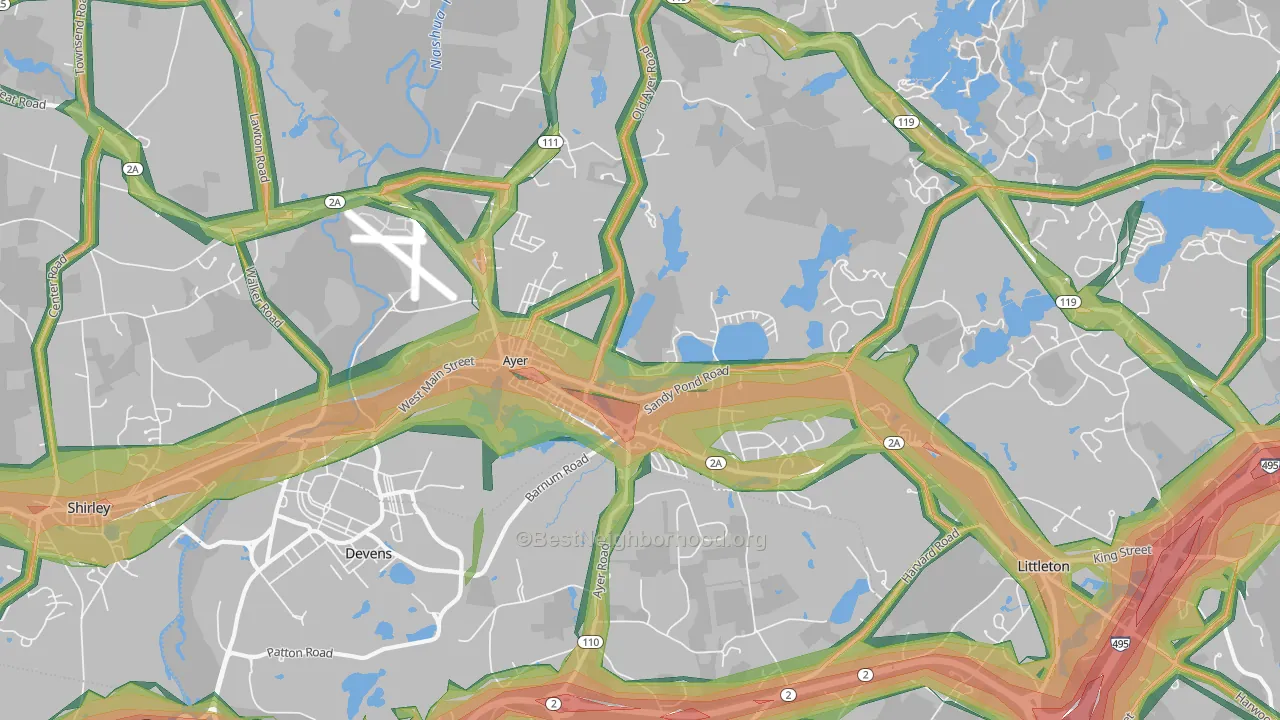 Ayer, MA Map of Noise Levels in Ayer