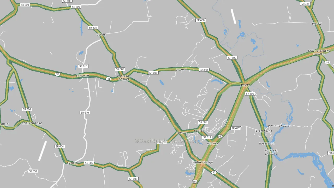 Aylett, VA Map of Noise Levels in Aylett