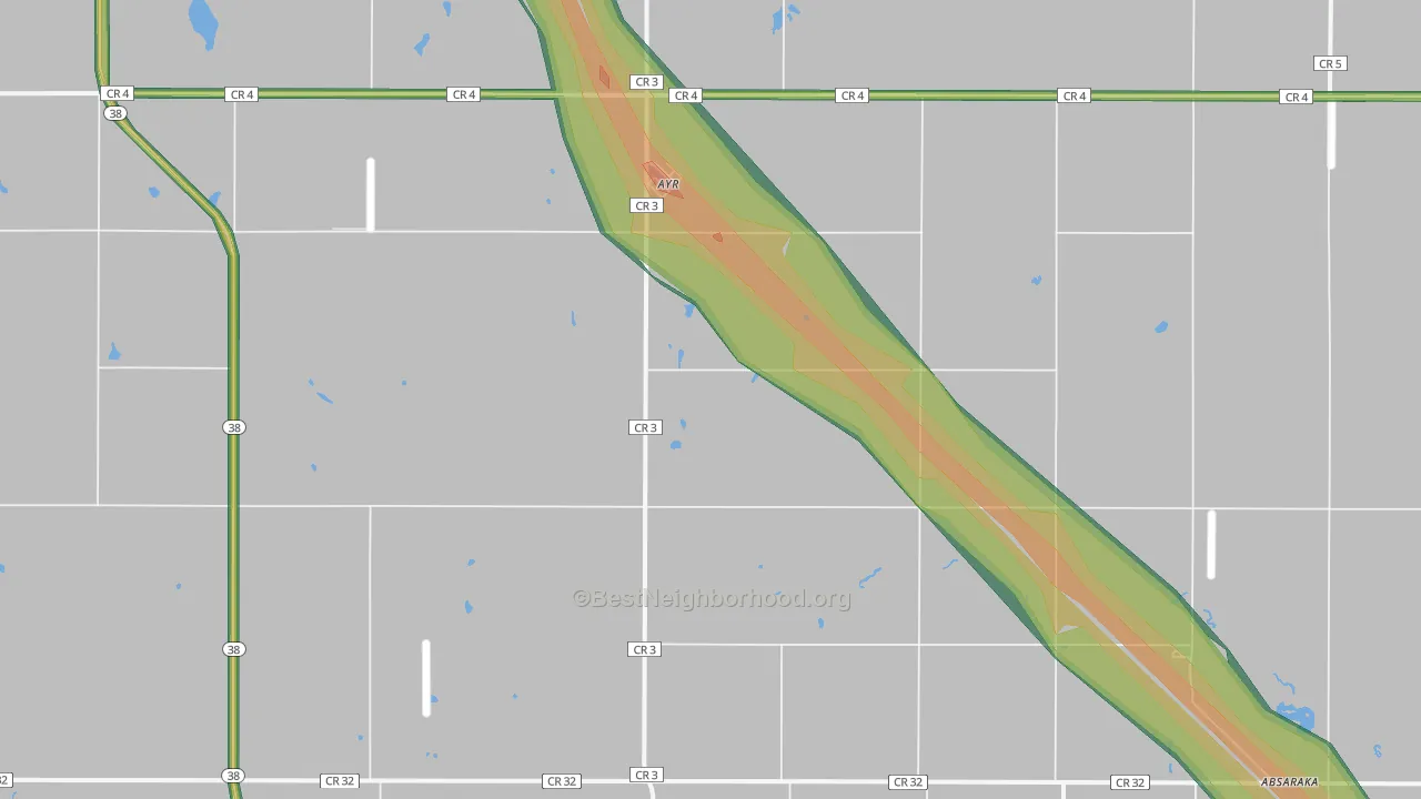Ayr, ND Map of Noise Levels in Ayr