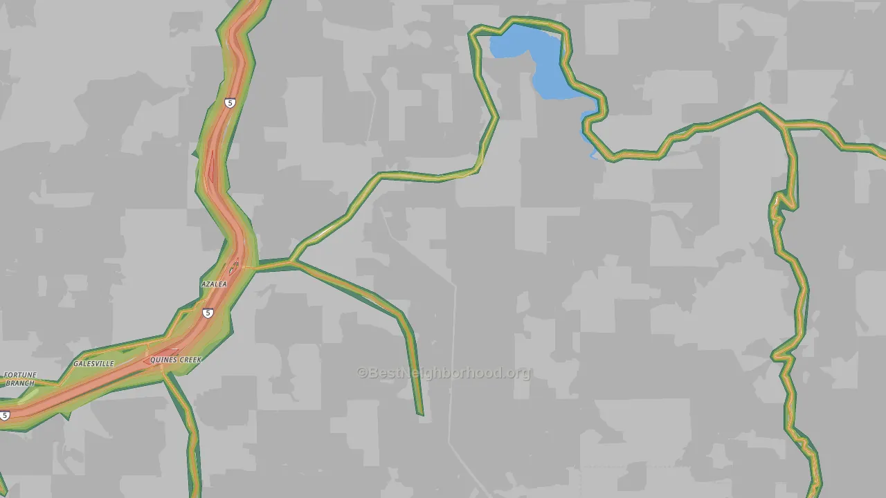 Azalea, OR Map of Noise Levels in Azalea