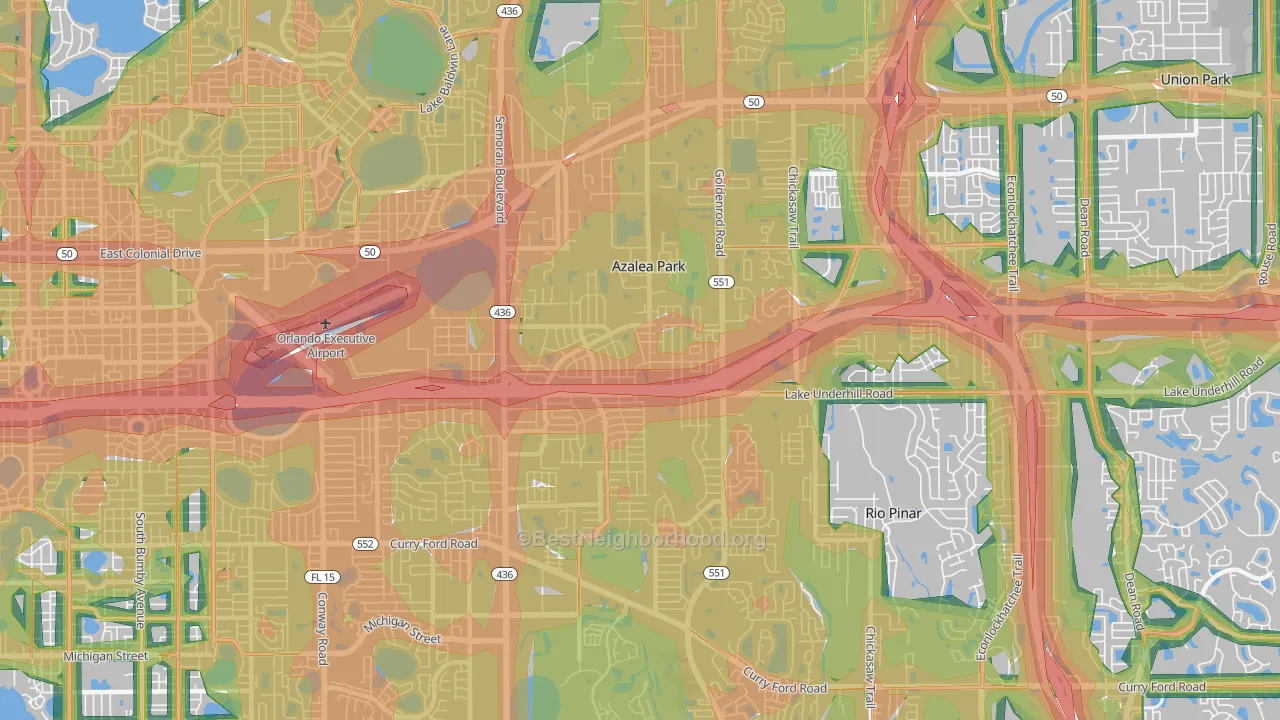 Azalea Park, FL Map of Noise Levels in Azalea Park