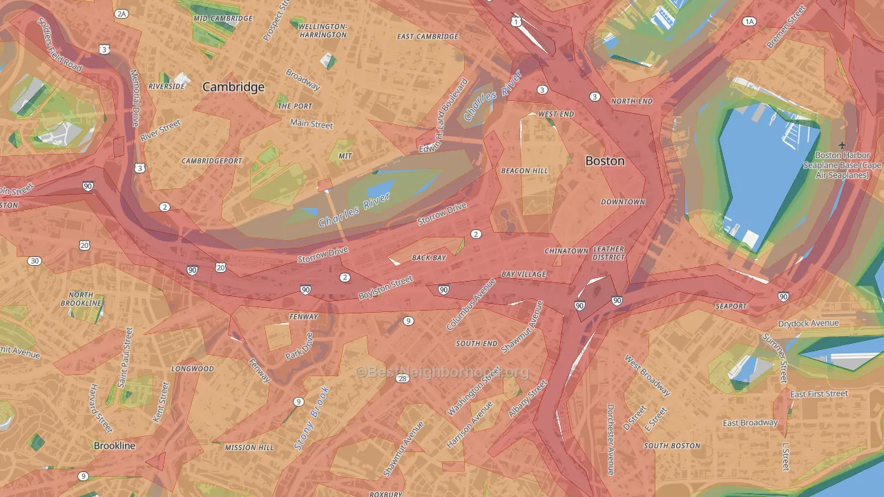 Back Bay, Boston, MA Map of Noise Levels in Back Bay