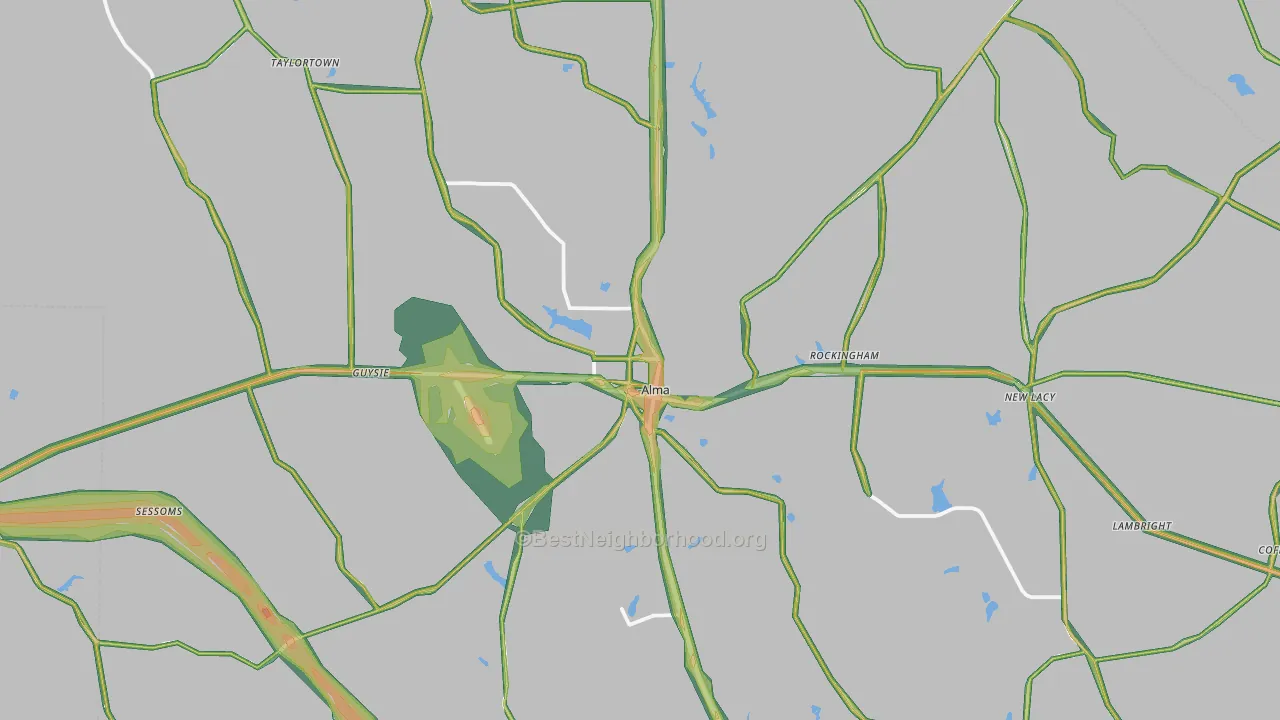 Bacon County, GA Map of Noise Levels in Bacon County