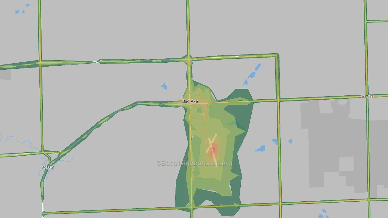 Bad Axe, MI Map of Noise Levels in Bad Axe