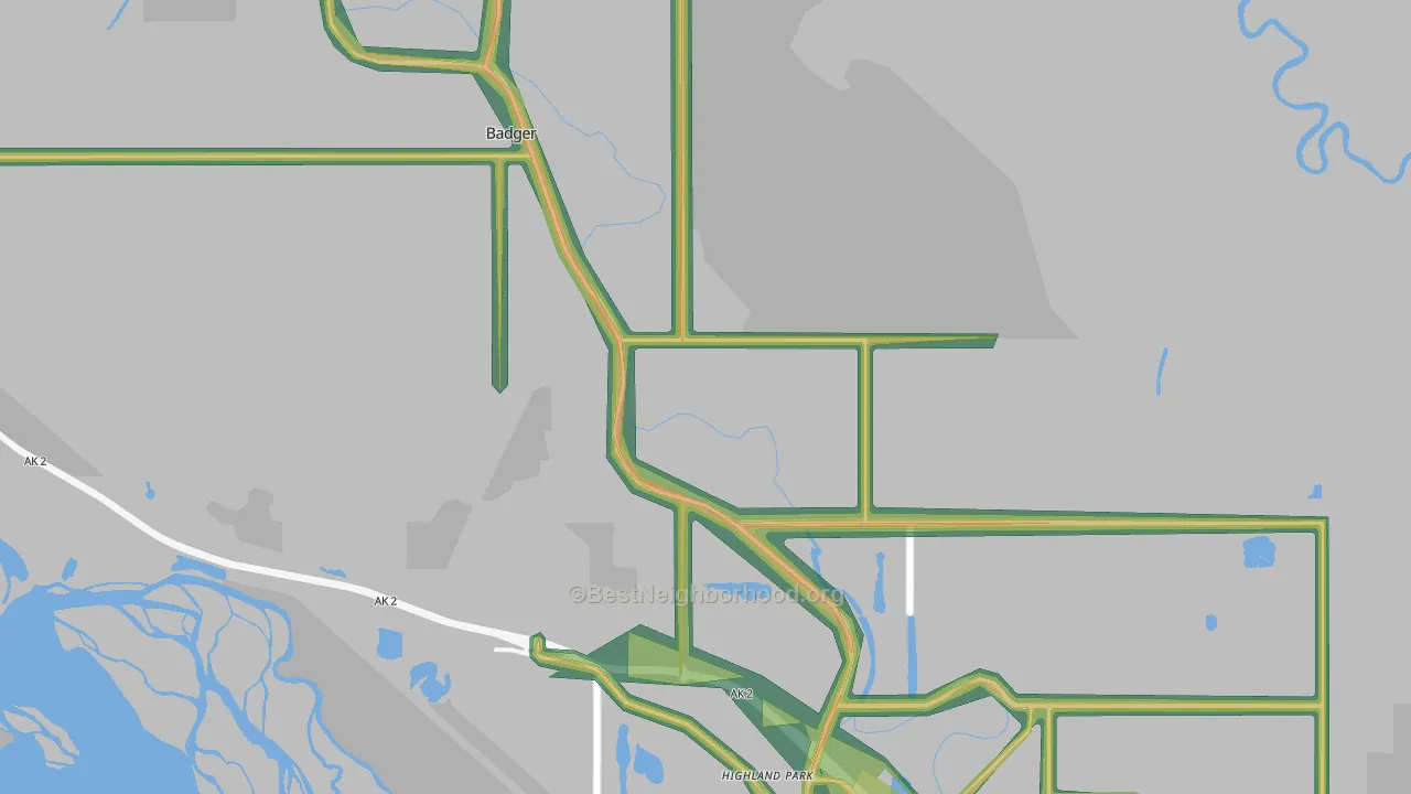 Badger, AK Map of Noise Levels in Badger