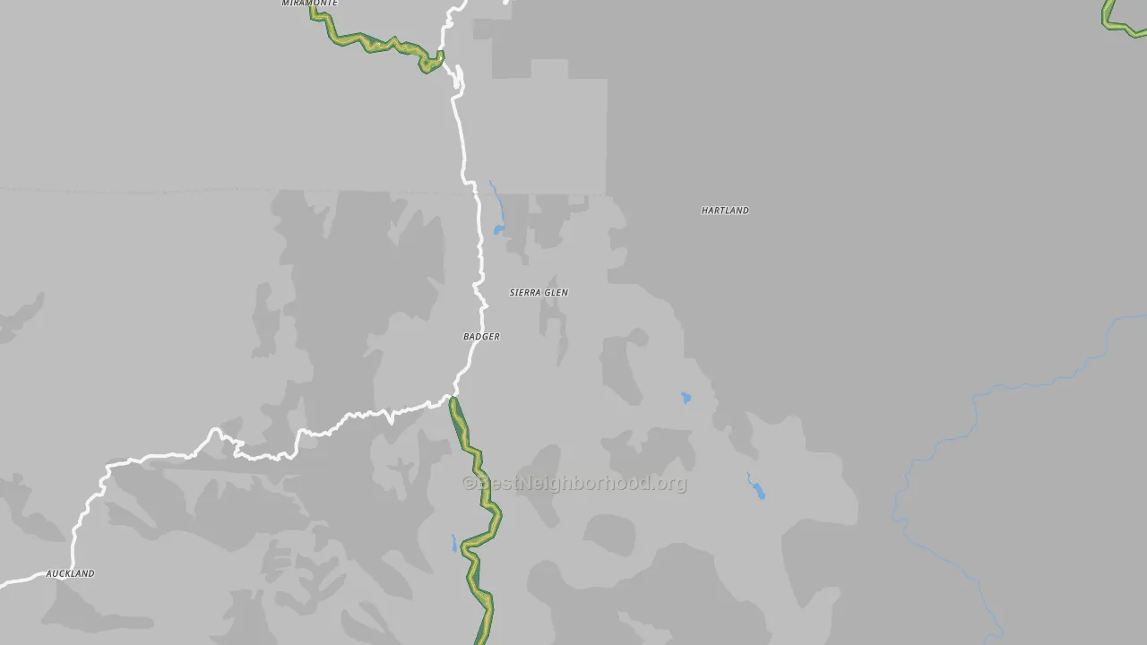 Badger, CA Map of Noise Levels in Badger