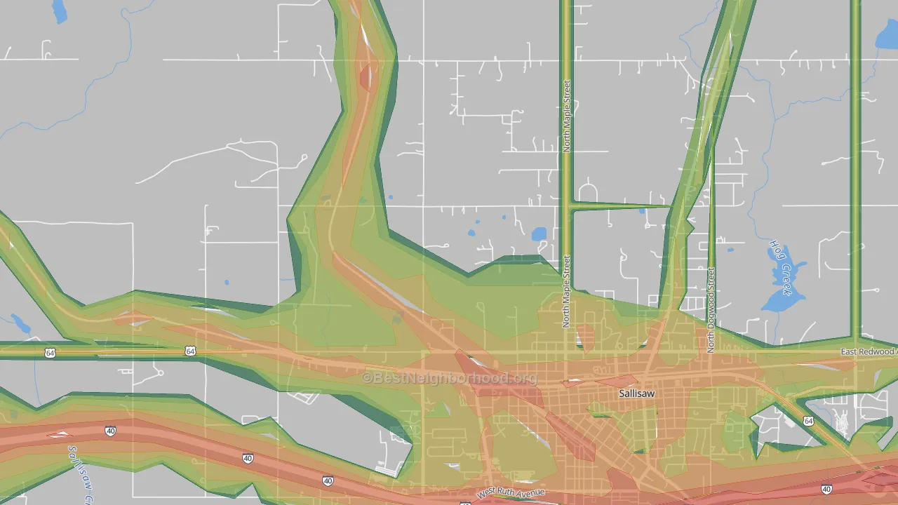 Badger Lee, OK Map of Noise Levels in Badger Lee