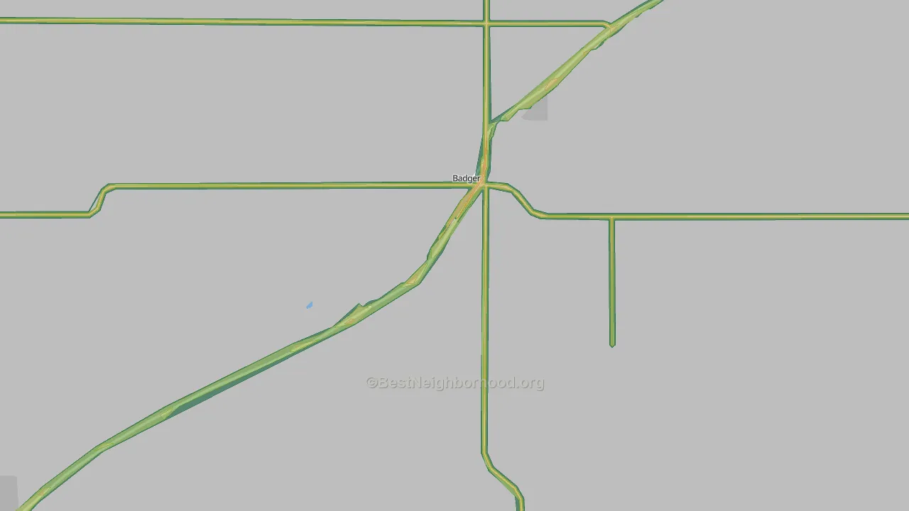 Badger, MN Map of Noise Levels in Badger