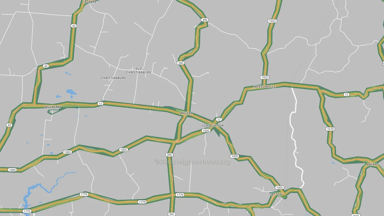 Bagdad, KY Map of Noise Levels in Bagdad