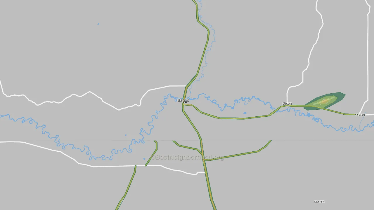 Baggs, WY Map of Noise Levels in Baggs