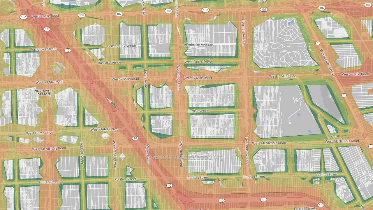 Bagley, Detroit, MI Map of Noise Levels in Bagley