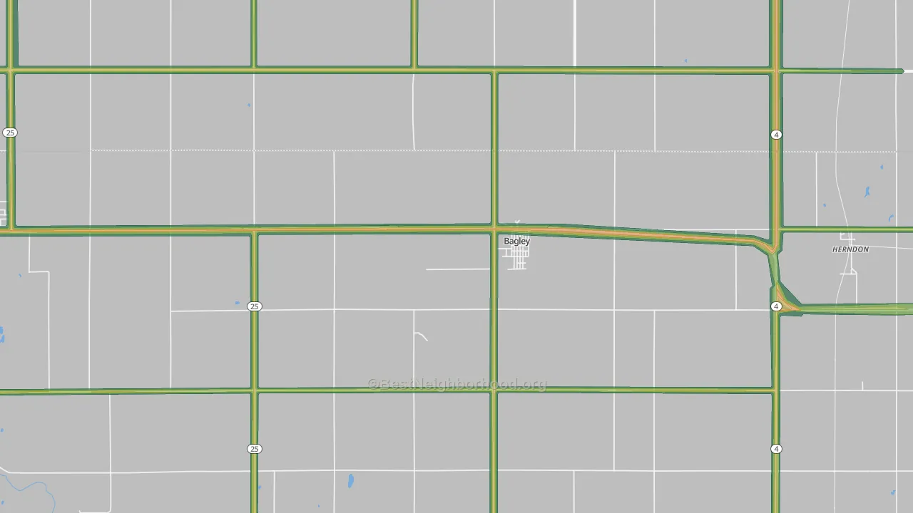 Bagley, IA Map of Noise Levels in Bagley