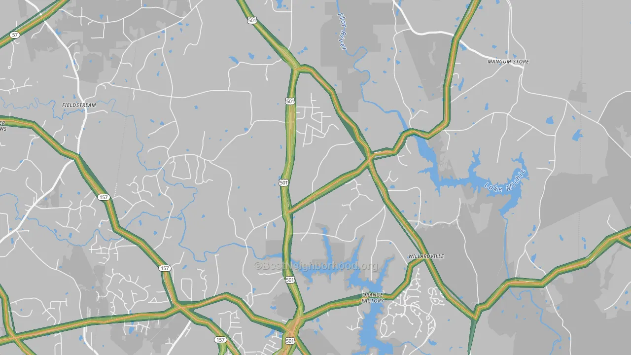 Bahama, NC Map of Noise Levels in Bahama