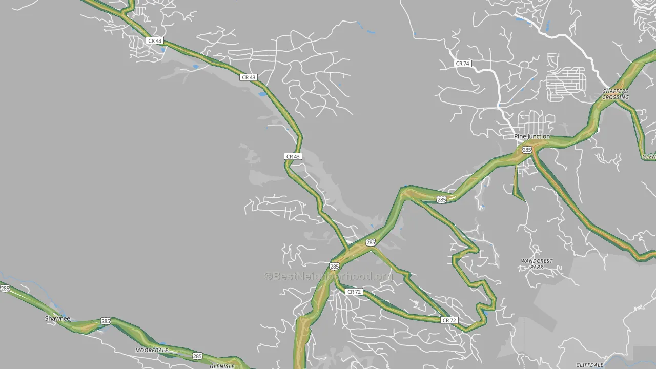 Bailey, CO Map of Noise Levels in Bailey