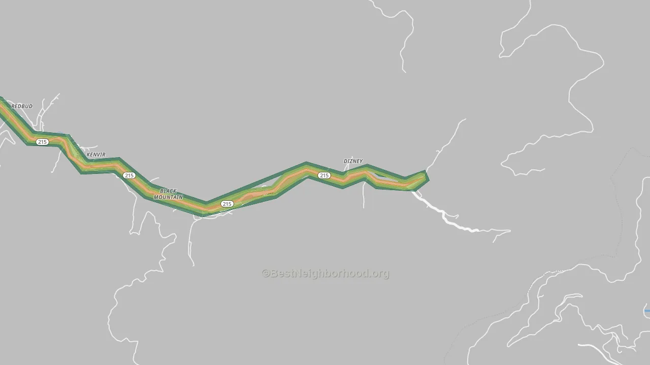 Bailey Creek, KY Map of Noise Levels in Bailey Creek