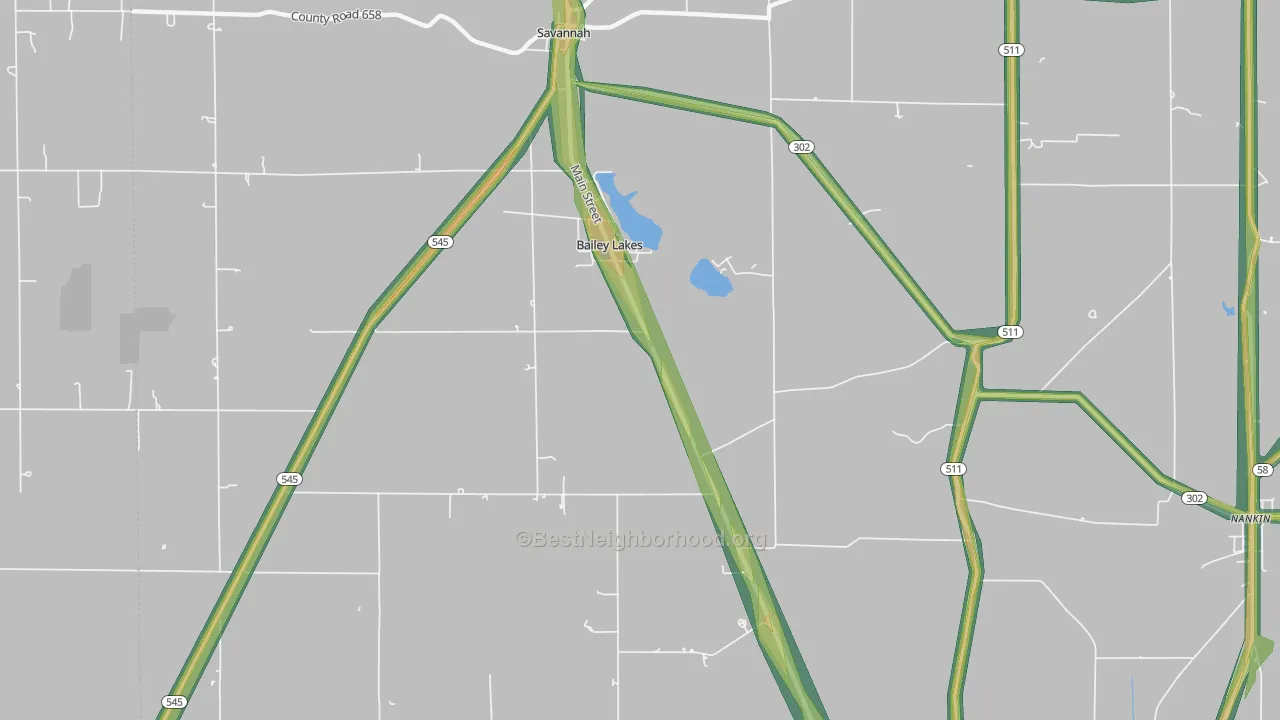 Bailey Lakes, OH Map of Noise Levels in Bailey Lakes