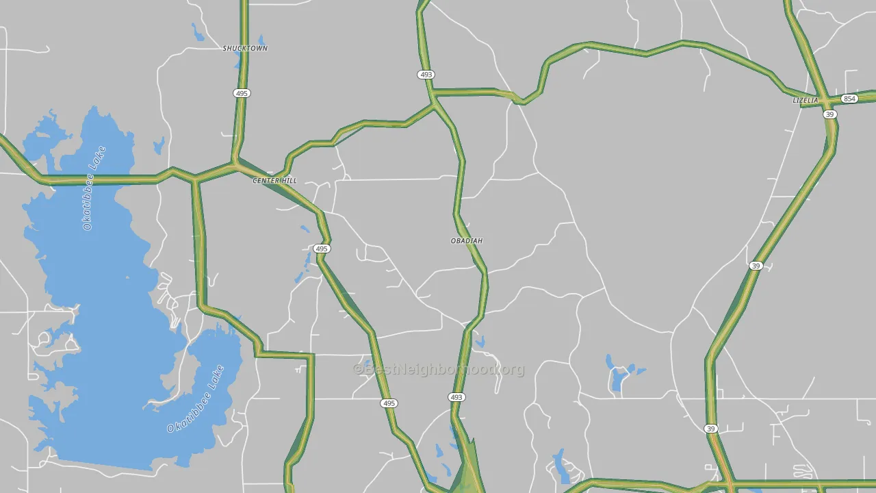 Bailey, MS Map of Noise Levels in Bailey