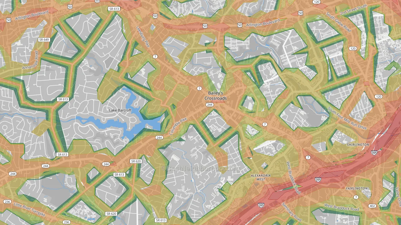 Bailey's Crossroads, Falls Church, VA Map of Noise Levels in Bailey's Crossroads