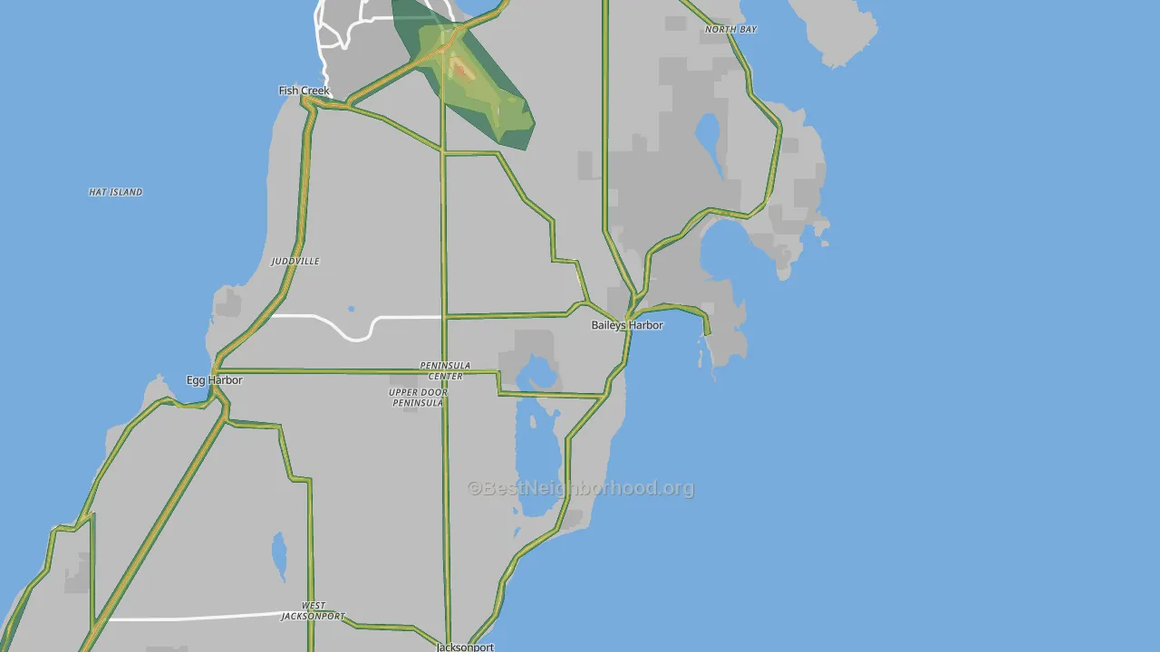 Baileys Harbor, WI Map of Noise Levels in Baileys Harbor