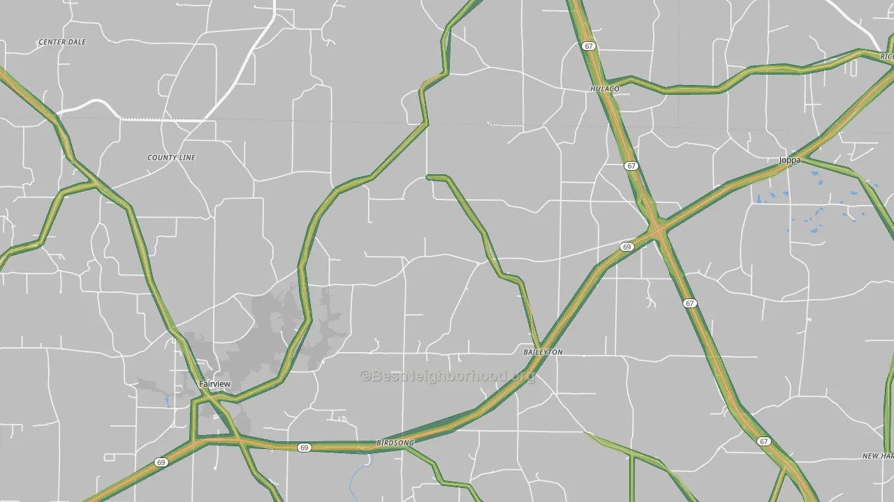 Baileyton, AL Map of Noise Levels in Baileyton