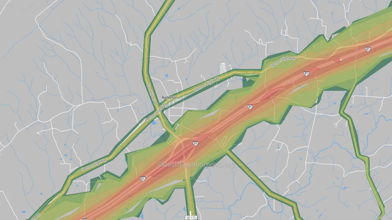 Baileyton, TN Map of Noise Levels in Baileyton