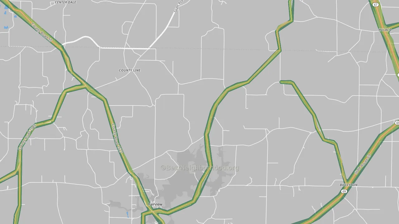 Baileytown, AL Map of Noise Levels in Baileytown