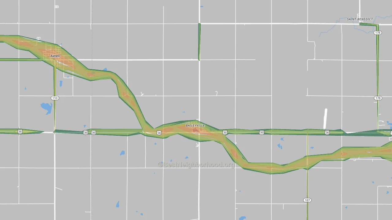 Baileyville, KS Map of Noise Levels in Baileyville