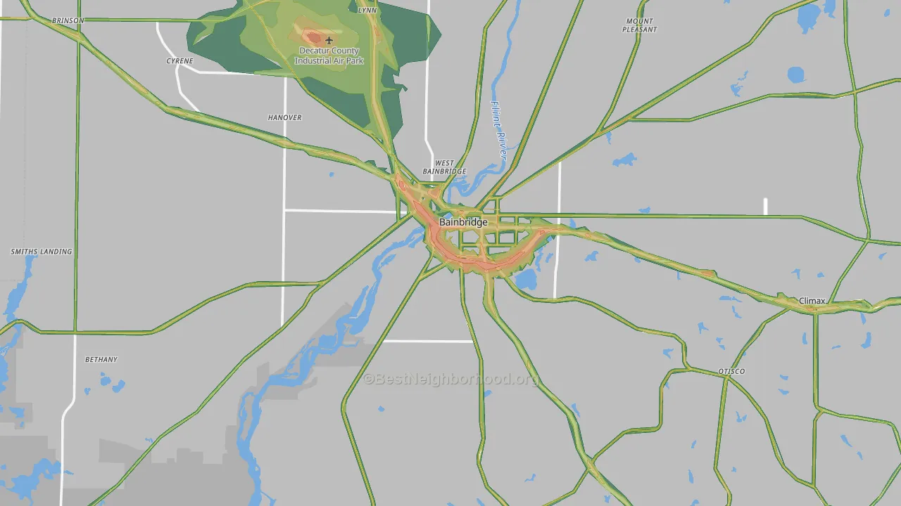 Bainbridge, GA Map of Noise Levels in Bainbridge