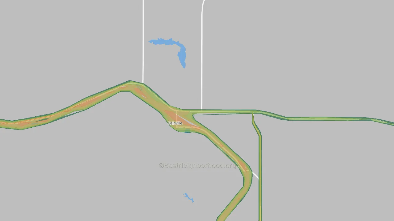 Bainville, MT Map of Noise Levels in Bainville