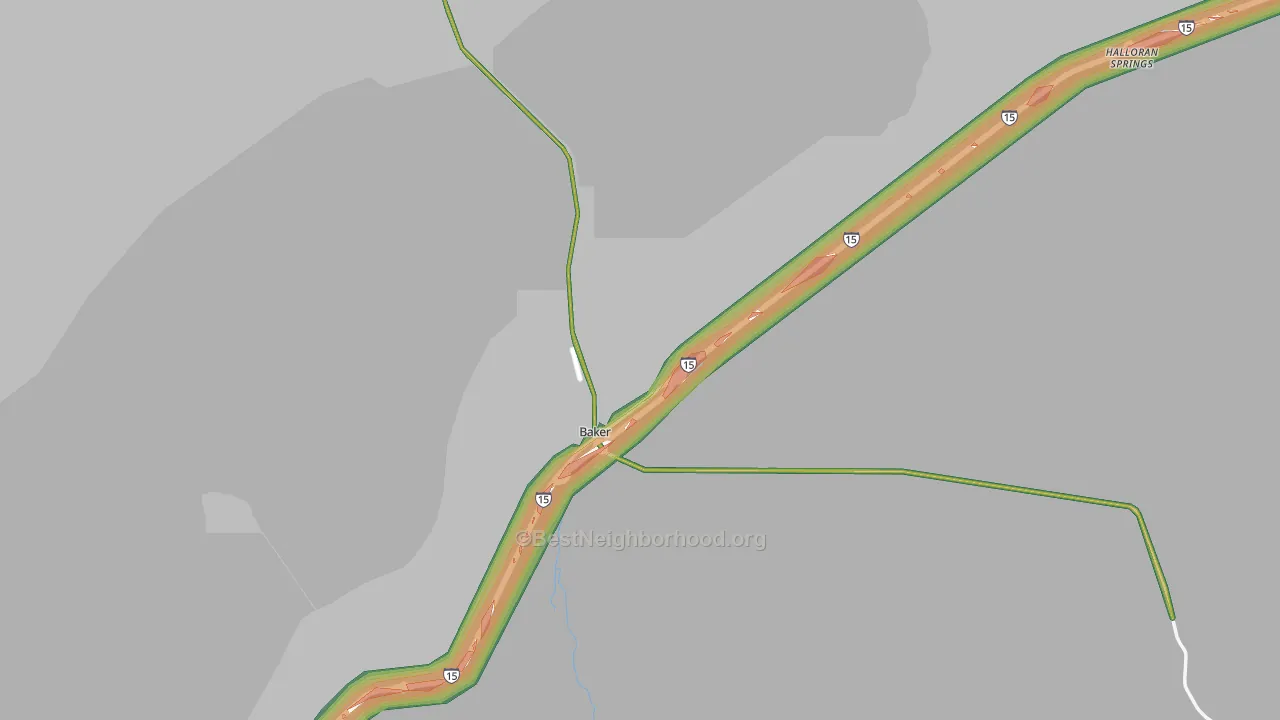 Baker, CA Map of Noise Levels in Baker
