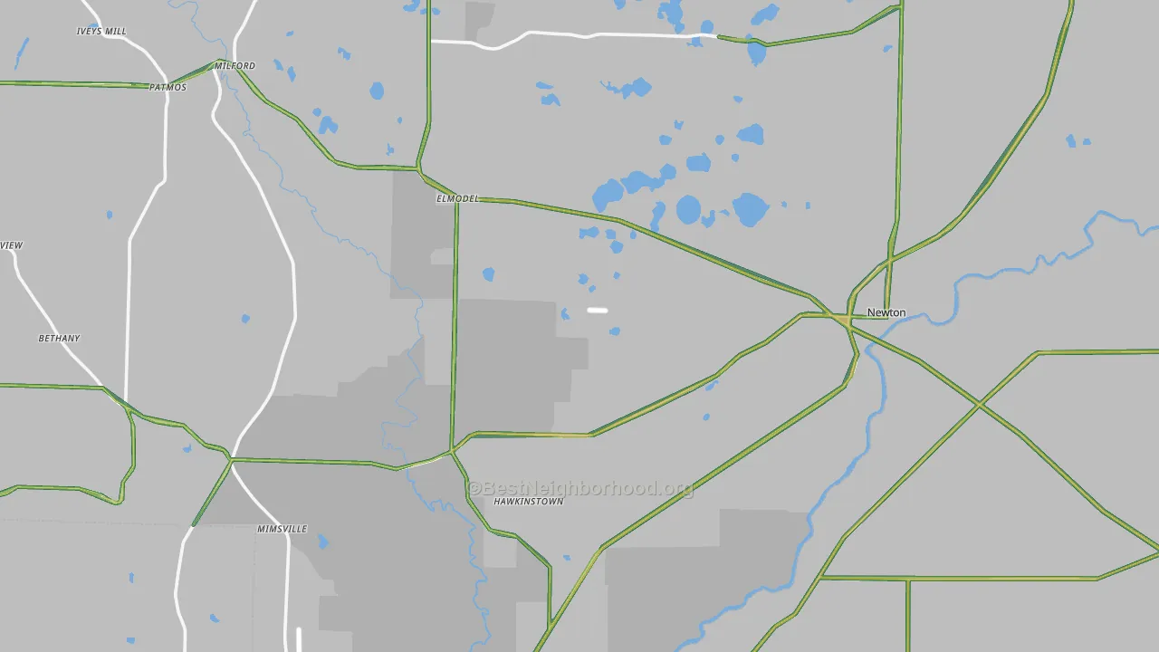 Baker County, GA Map of Noise Levels in Baker County