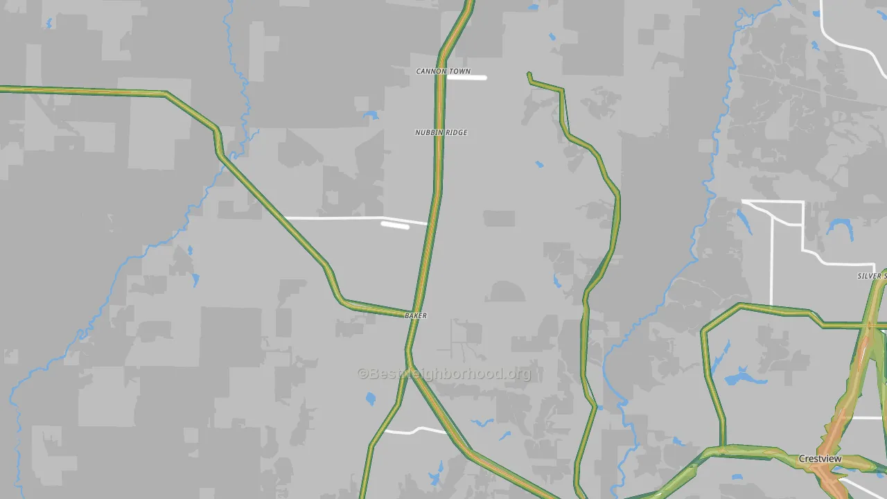 Baker, FL Map of Noise Levels in Baker
