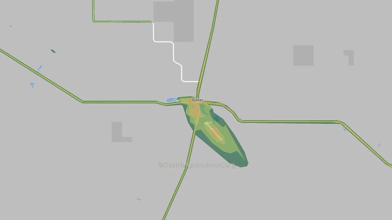 Baker, MT Map of Noise Levels in Baker