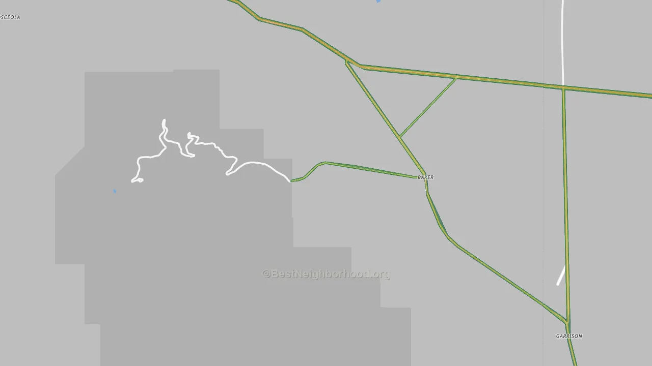 Baker, NV Map of Noise Levels in Baker