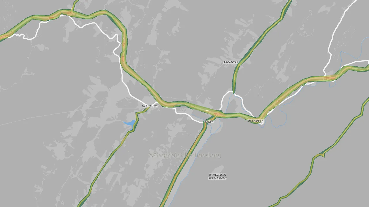 Baker, WV Map of Noise Levels in Baker