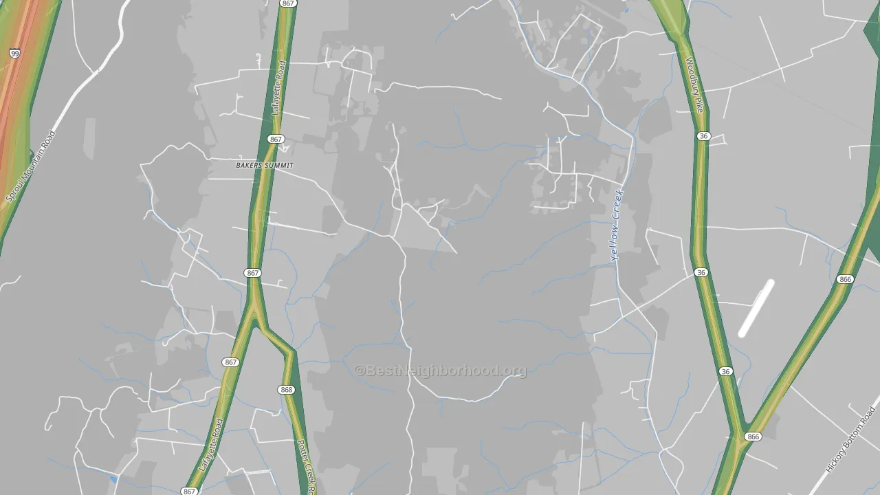 Bakers Summit, PA Map of Noise Levels in Bakers Summit