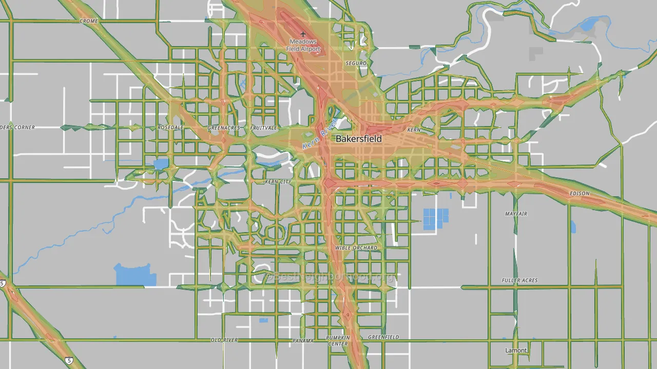 Bakersfield, CA Map of Noise Levels in Bakersfield