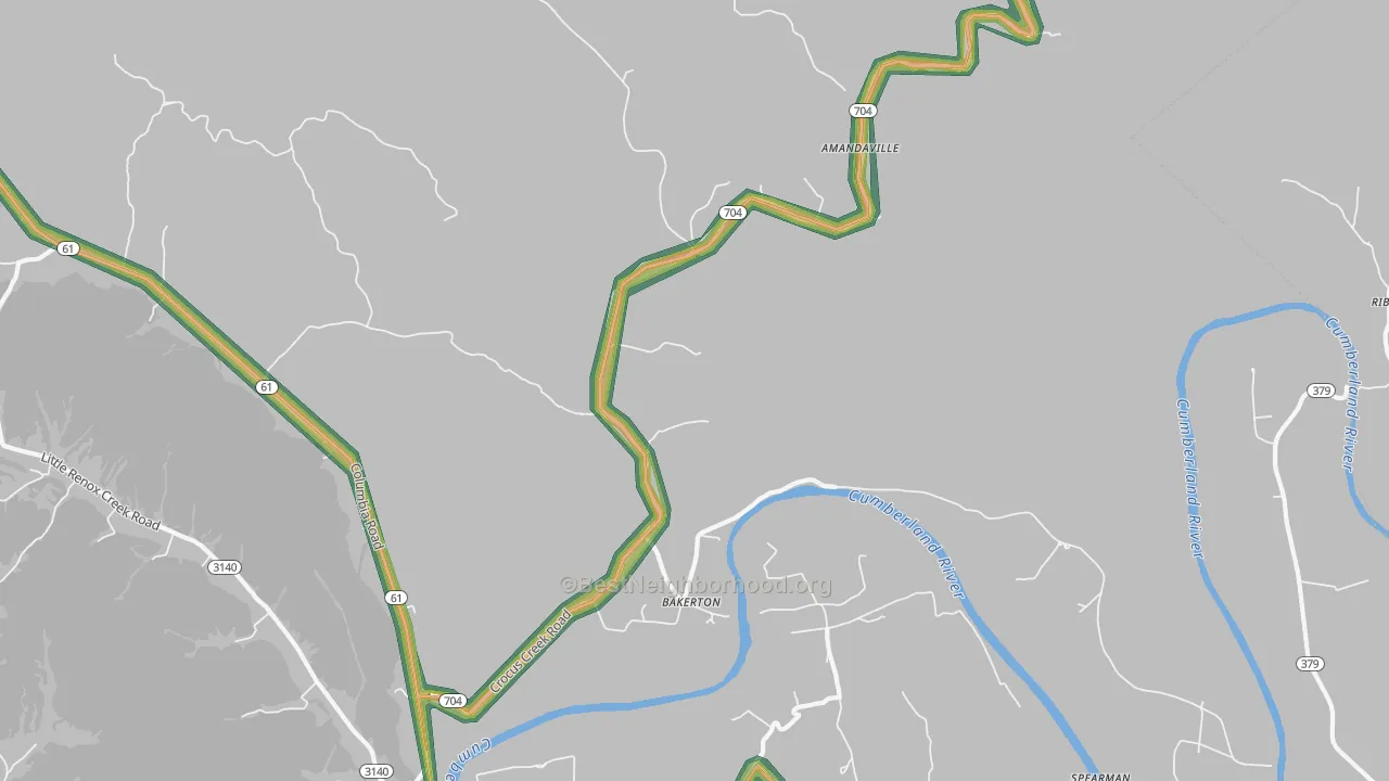 Bakerton, KY Map of Noise Levels in Bakerton