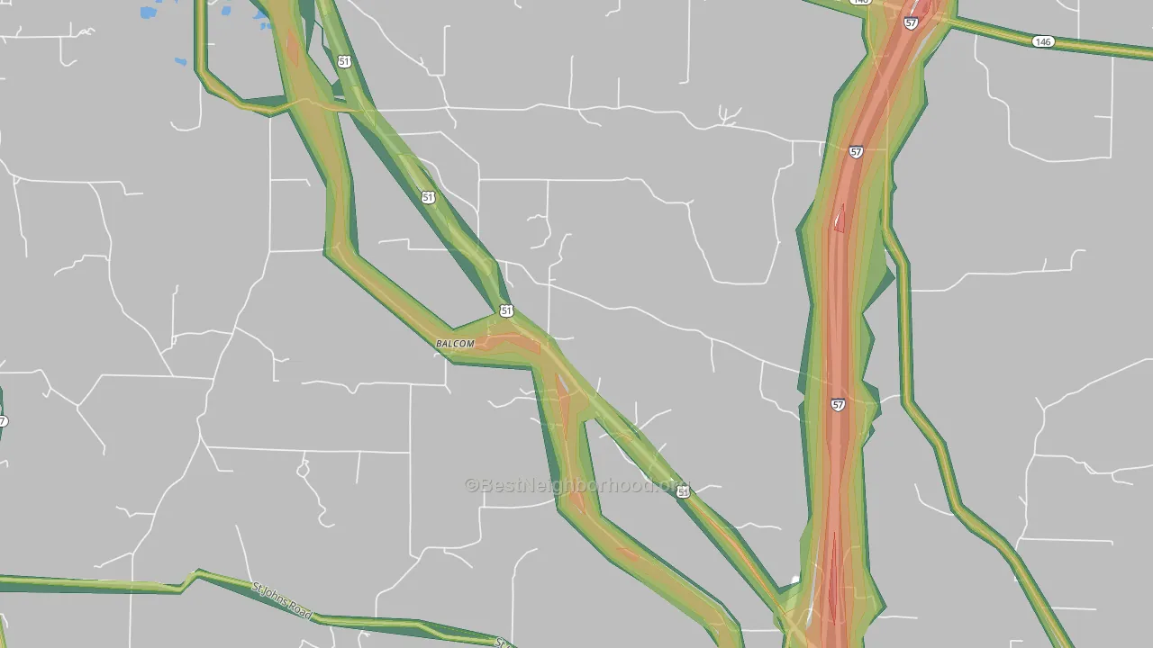 Balcom, IL Map of Noise Levels in Balcom
