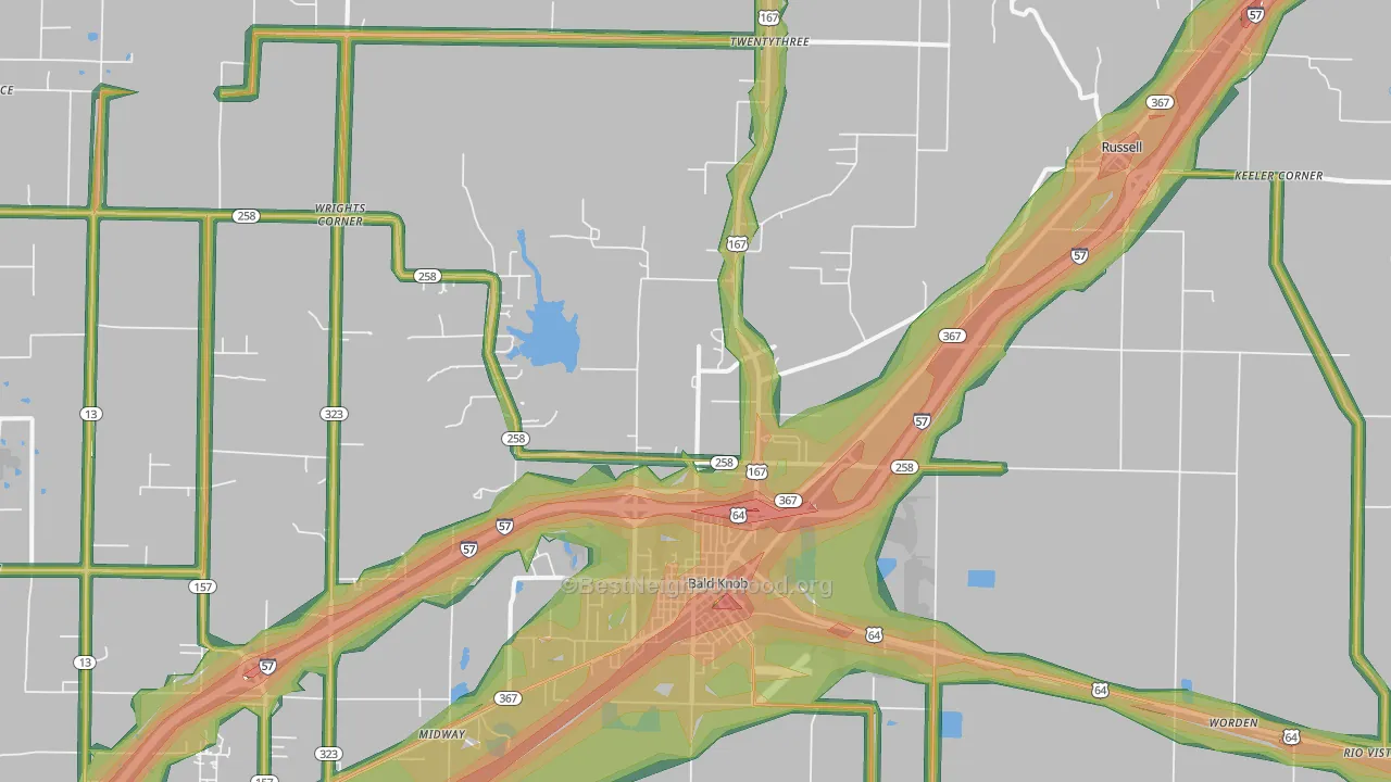 Bald Knob, AR Map of Noise Levels in Bald Knob