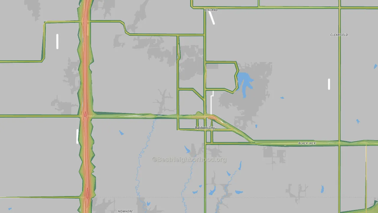 Baldwin City, KS Map of Noise Levels in Baldwin City