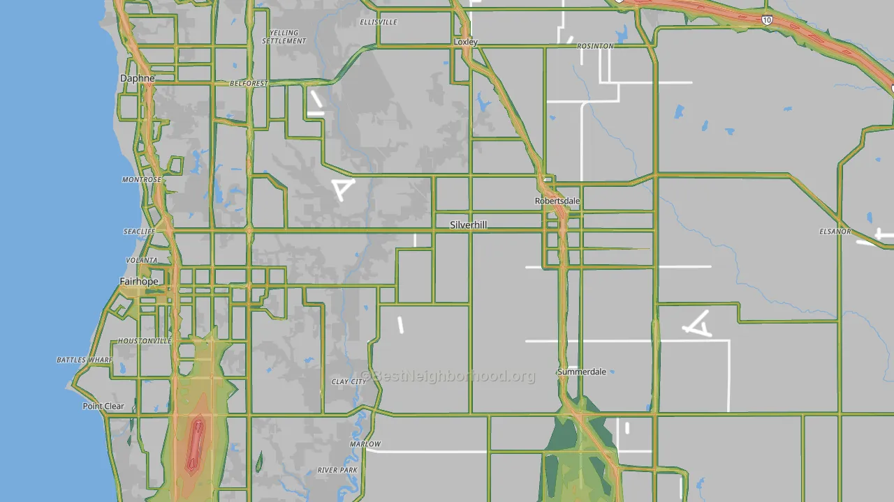 Baldwin County, AL Map of Noise Levels in Baldwin County